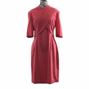 Iris & Ink Pink Crisscross Sheath Dress Pink Short Sleeve Womens‎ 6 Silk Blend